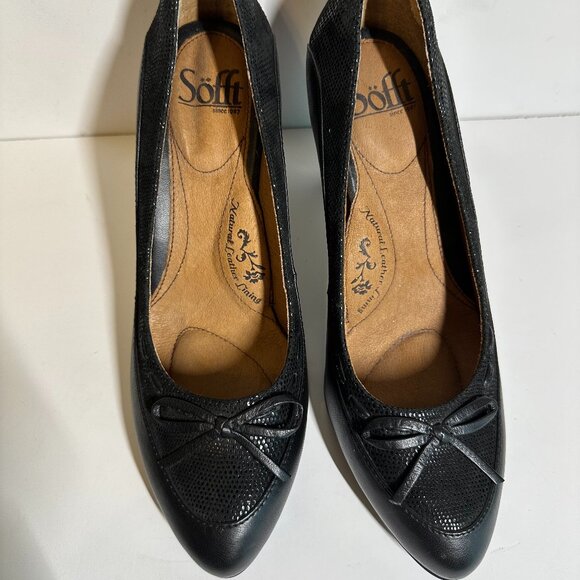 New Sofft Black Leather Pumps size 8M with a 3" pump heel suede & smooth texture - Picture 3 of 13